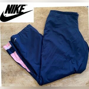 Nike‎ Women’s Sz XXL (20-22) Navy/Pink Poly Open Hem Windbreaker Pants